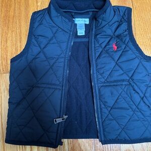 Ralph Lauren Black Quilted Vest with Red Emblem